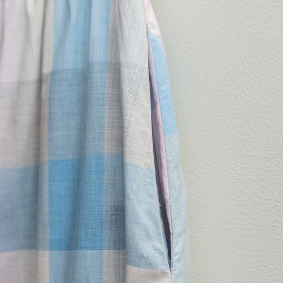 MAISON KITSUNE A-Line Plaid Skirt - Blue and Pink - Picture 3 of 6
